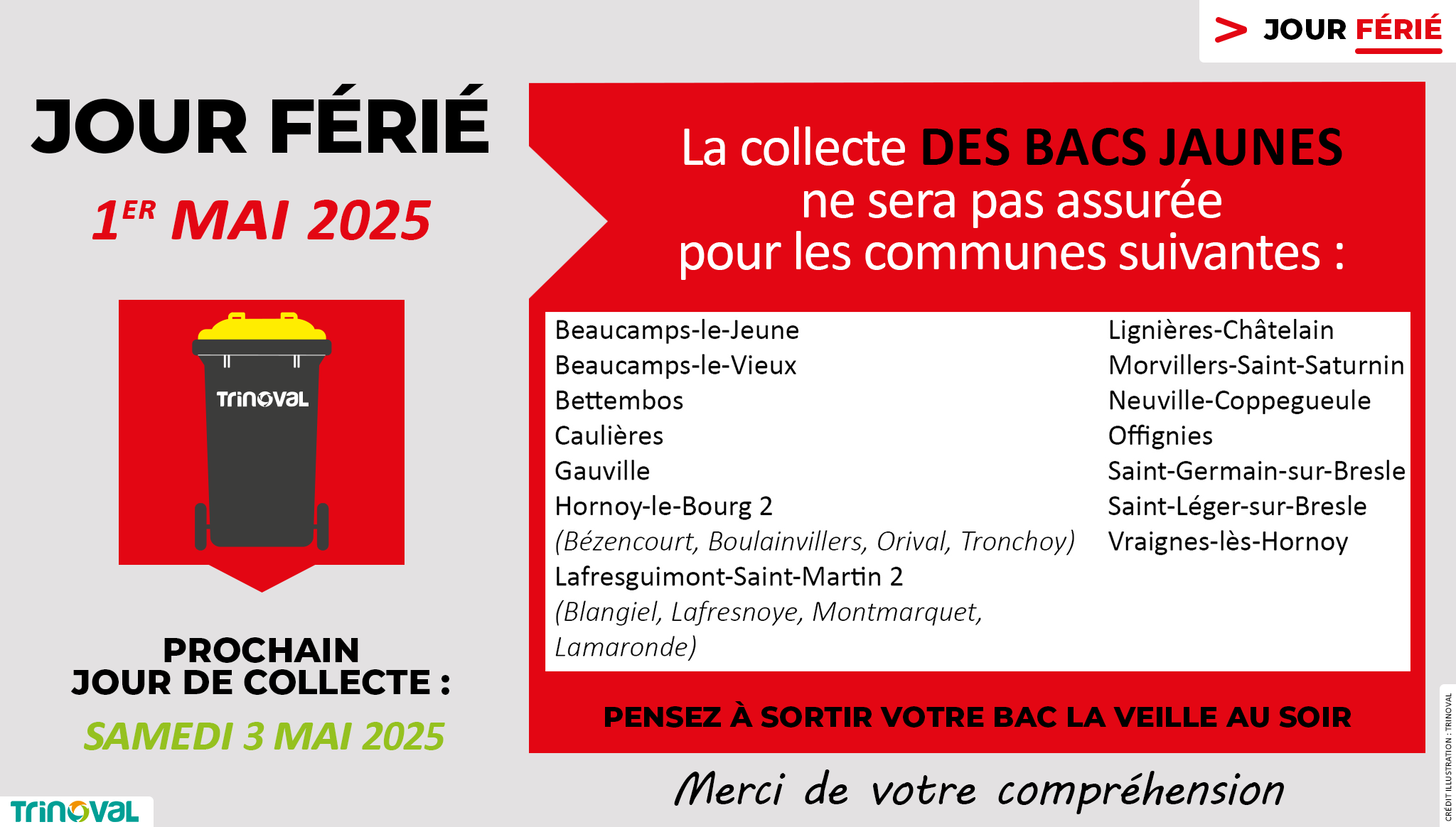 Jour férié CS - 1er mai 2025