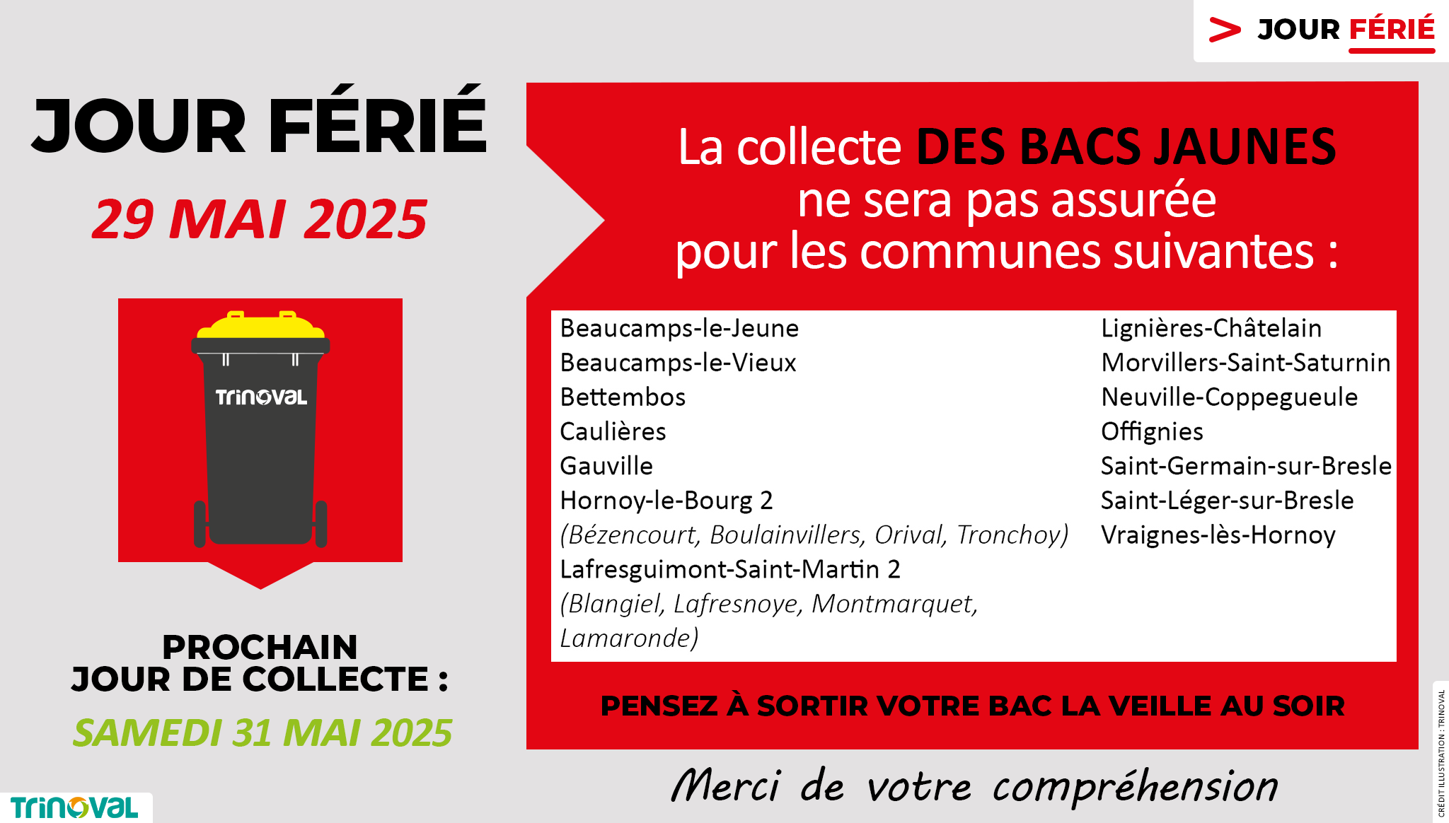 Jour férié CS - 29 mai 2025