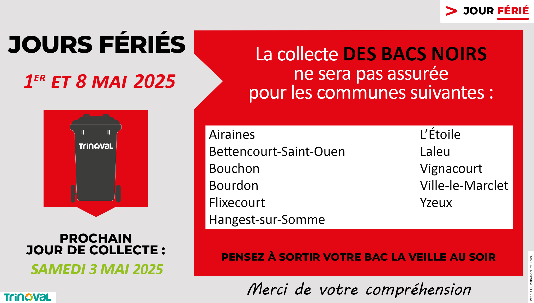 Jour férié OM - 1er et 8 mai 2025